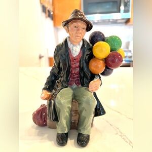 Vintage Royal Doulton Balloon Man Sculpture with Multicolor Balloons